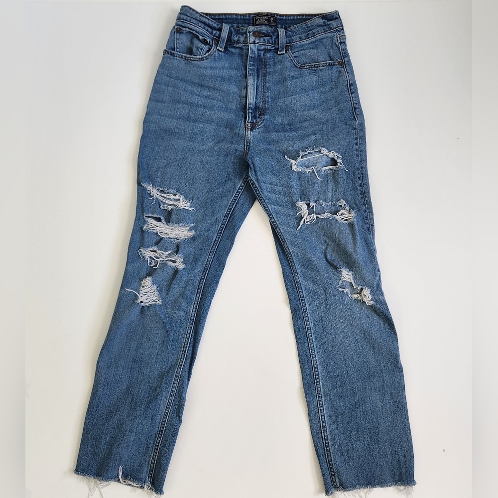 Abercrombie & fitch zoe natural‎ rise ankle straight jeans distressed size 28/6R